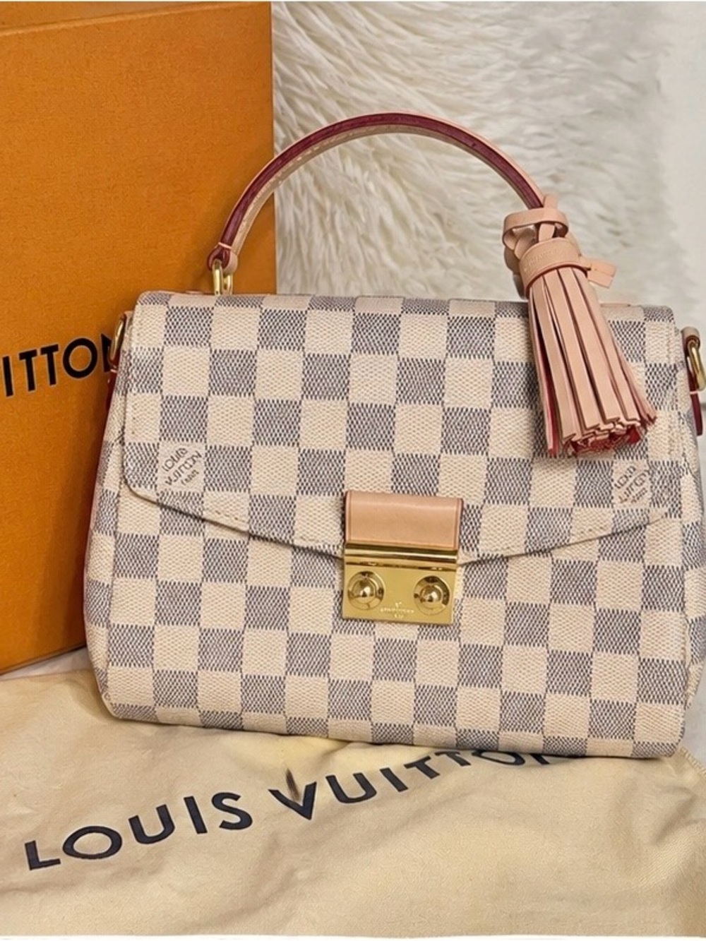 Louis Vuitton Damier Azur Pink Accent Top Handle Satchel